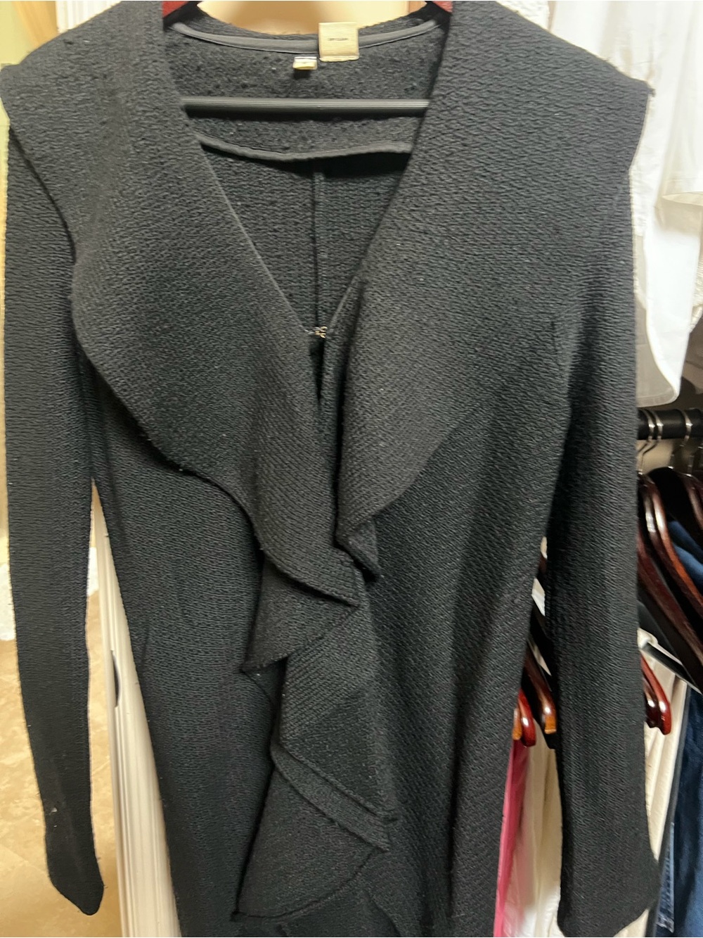 Moth Black Ruffle Front Cardigan Sweater
